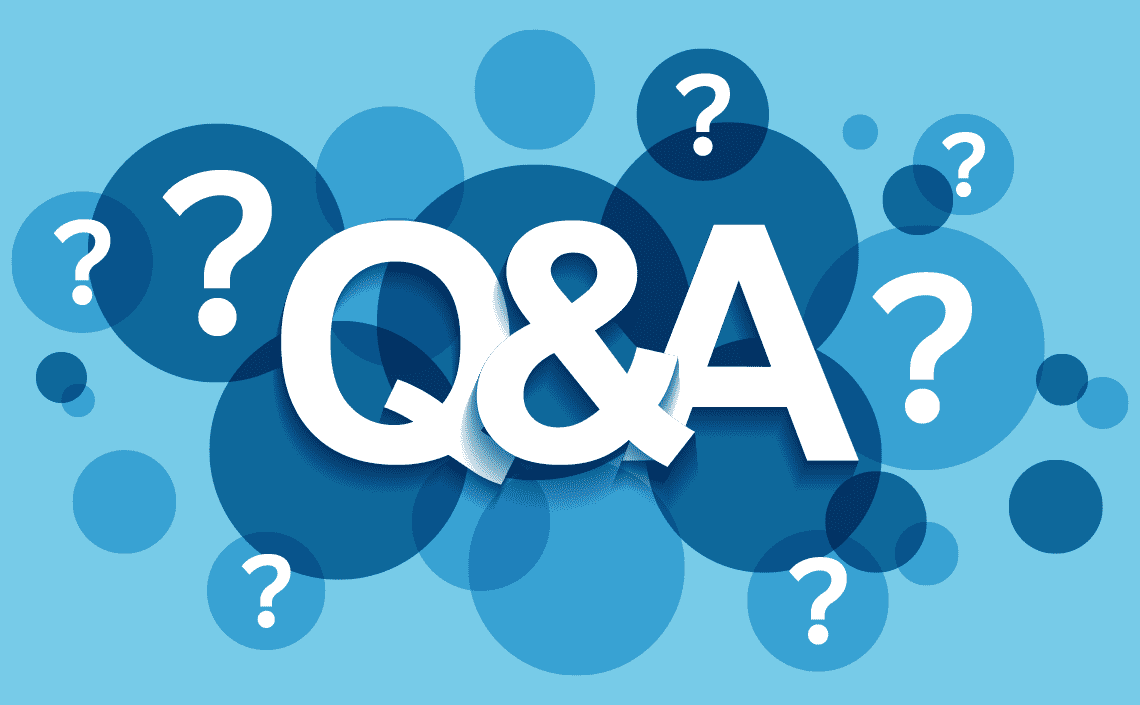 An illustration of the letters "Q&A" and question marks surrounding