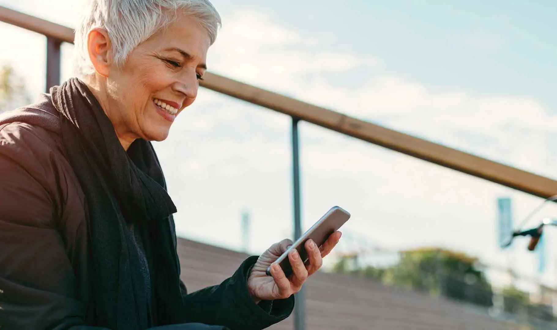 woman holding phone
